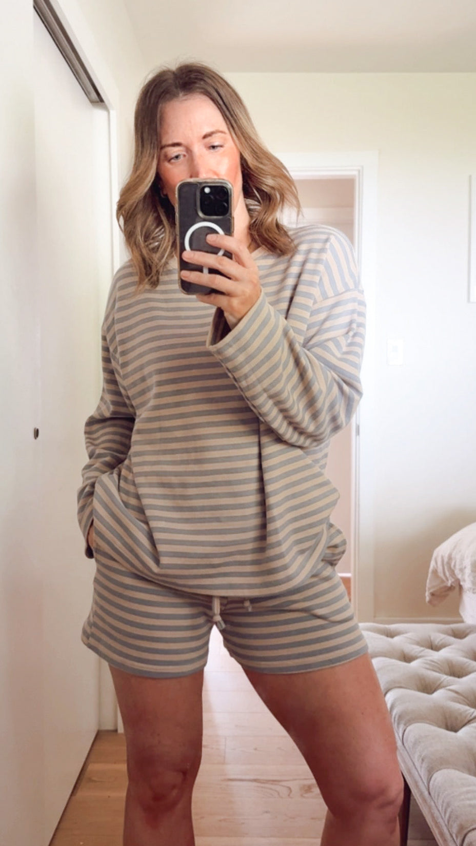 Ladies Striped Sweatshorts