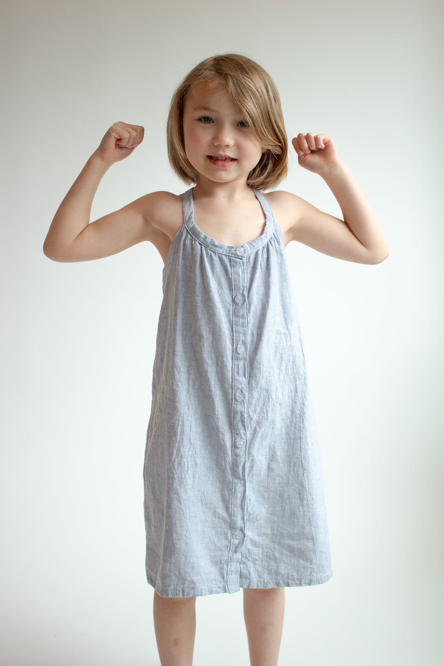 Kids Chambray Button Dress
