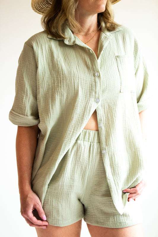 Ladies Short Sleeve Button Down Shirt