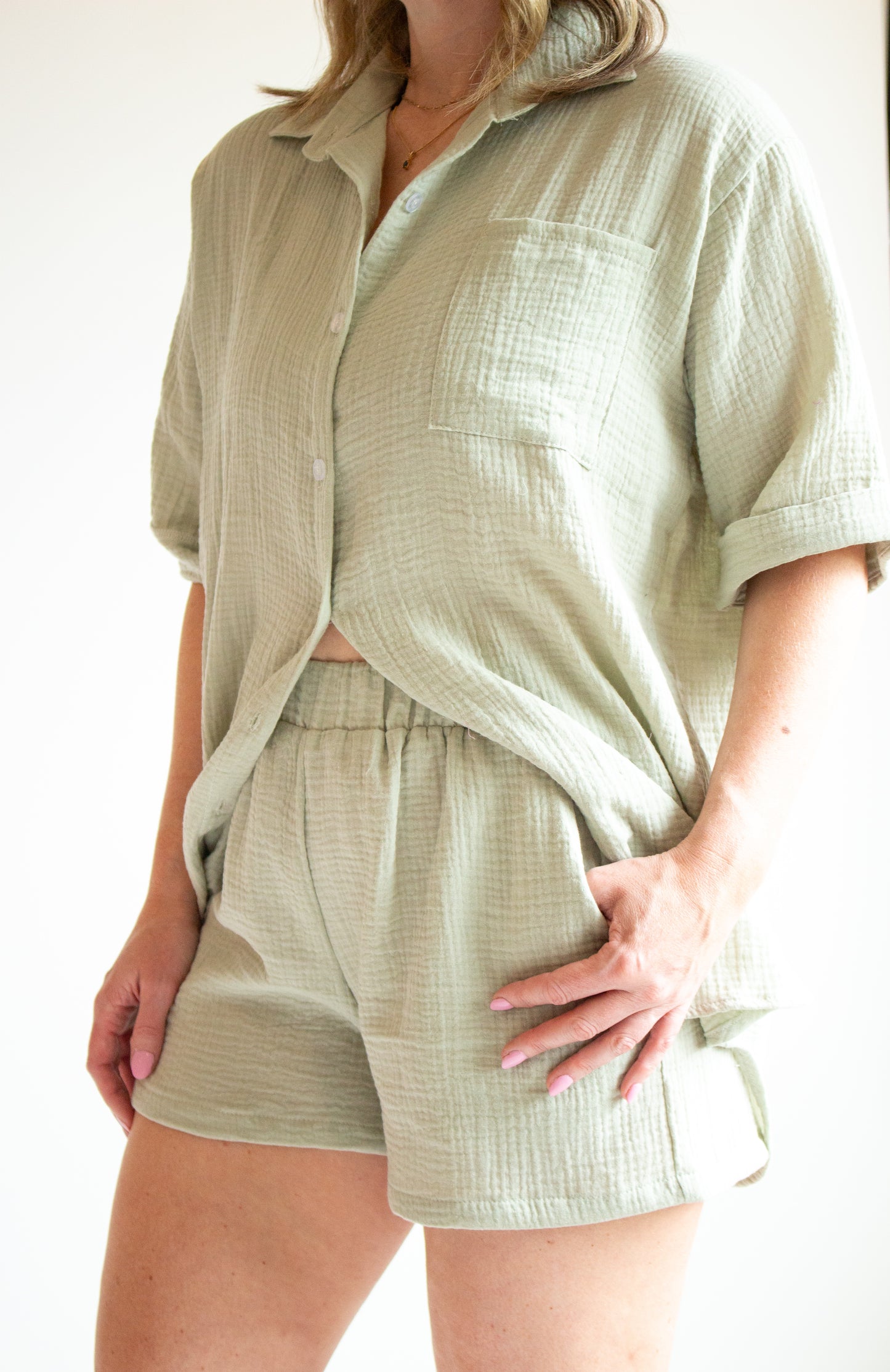 Ladies Short Sleeve Button Down Shirt
