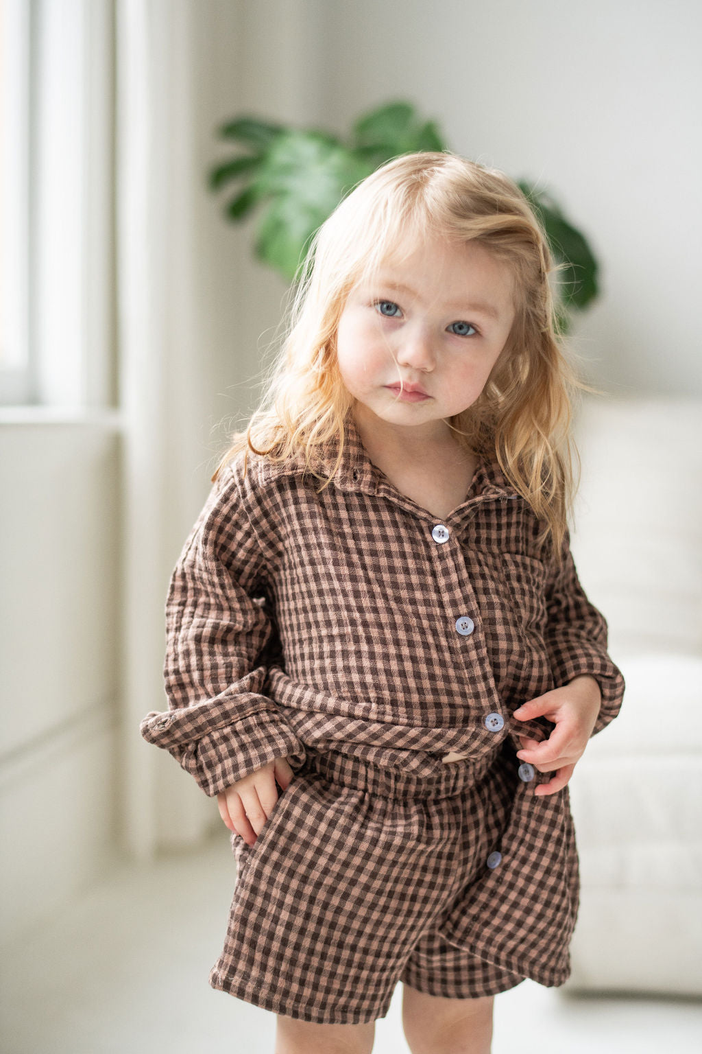 Kids Gingham Button Down Shirt