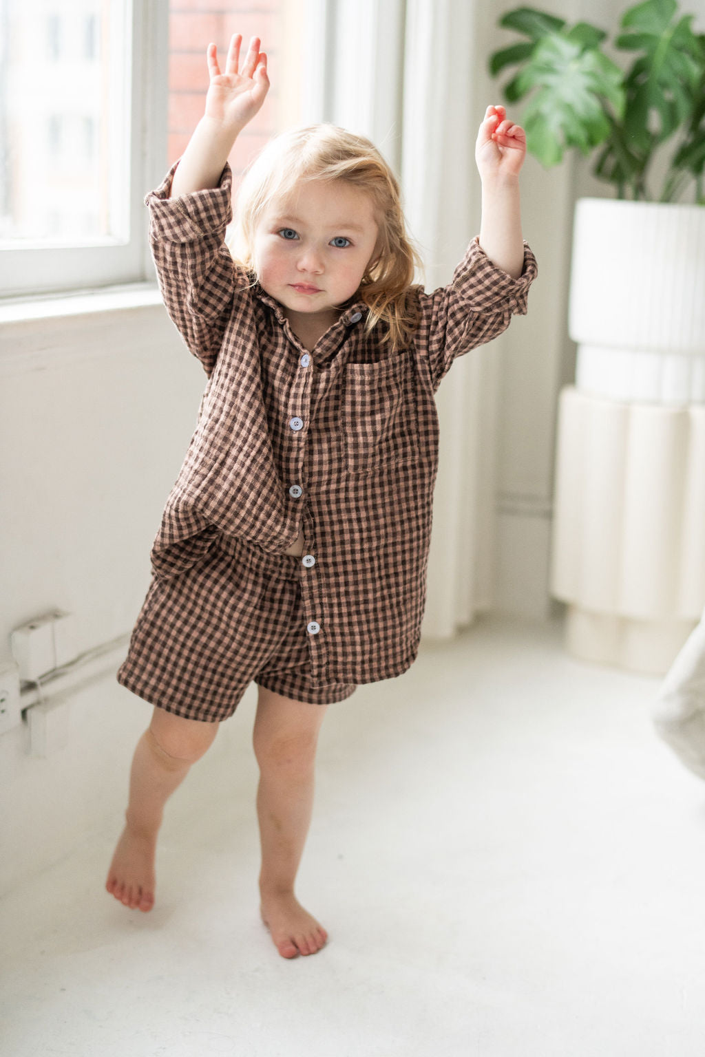 Kids Gingham Button Down Shirt