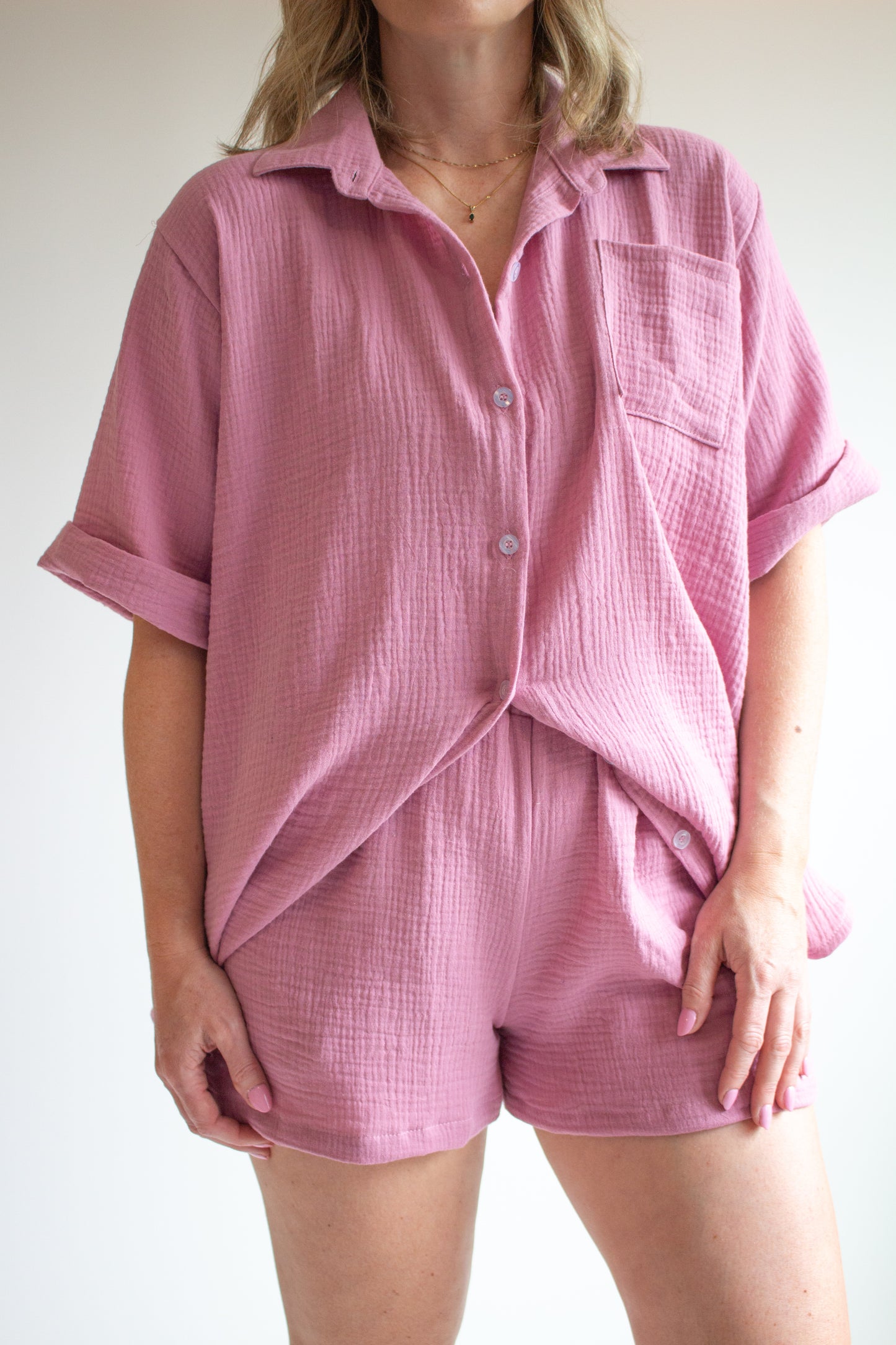 Ladies Short Sleeve Button Down Shirt