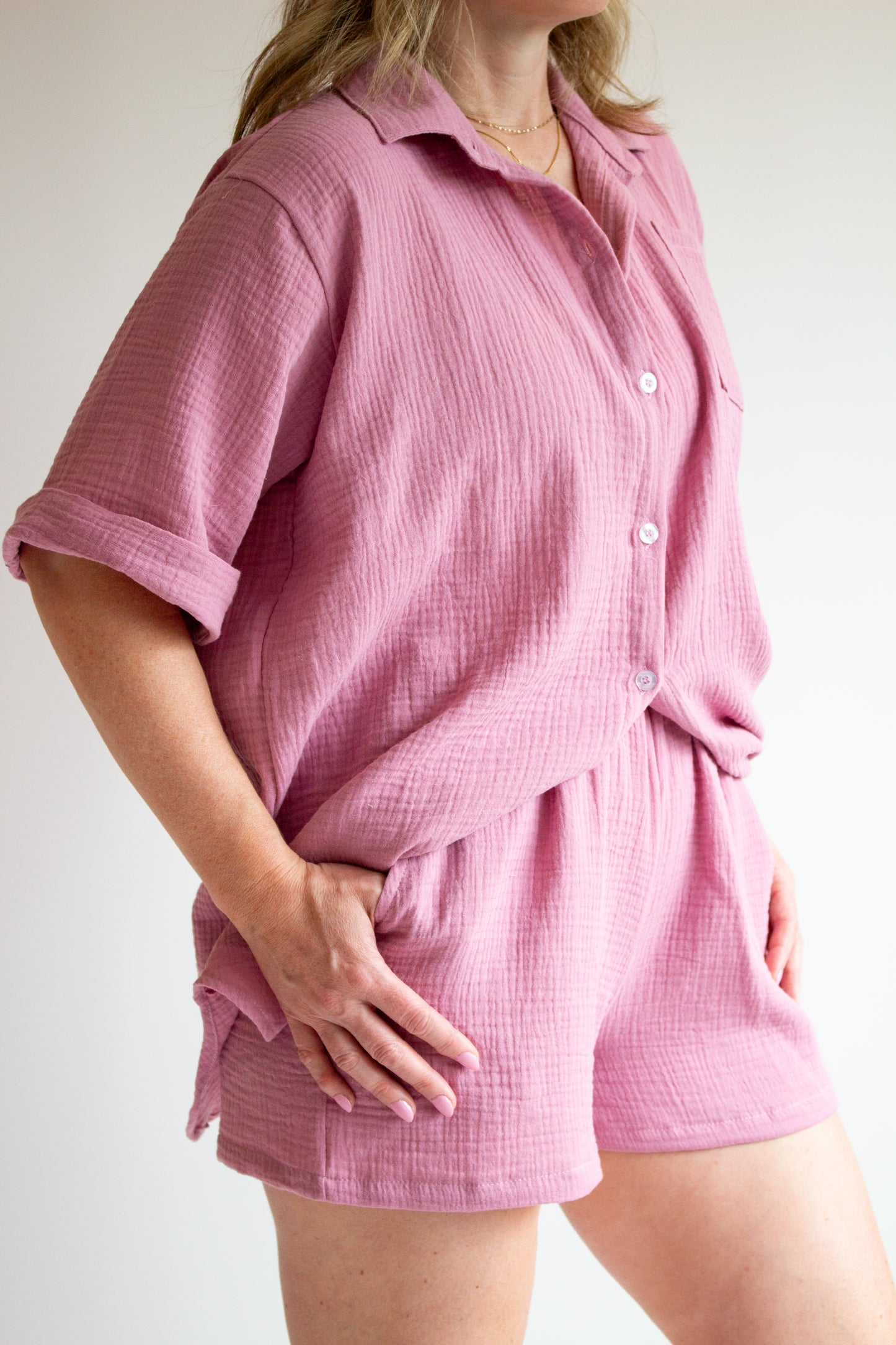 Ladies Short Sleeve Button Down Shirt